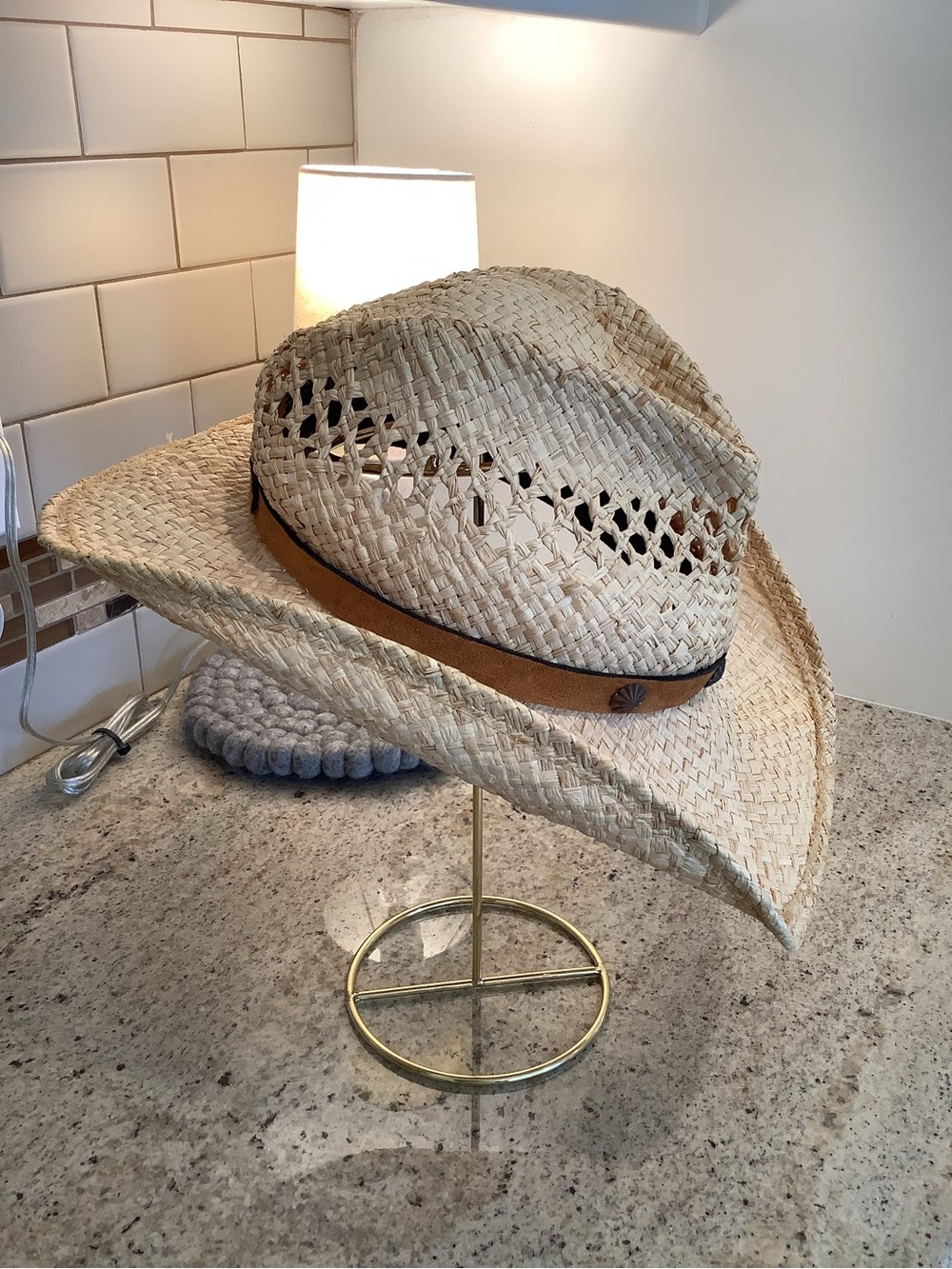 Natural Straw Western Hat with Brown Accent Band